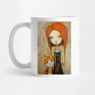 Girl and Cat 5 Mug